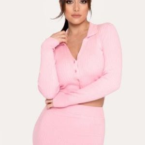 Meshki polo cropped cardigan